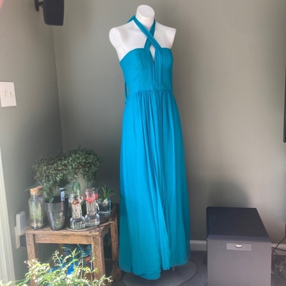 Y2k Turquoise Halter Maxi Dress - Picture 1 of 13